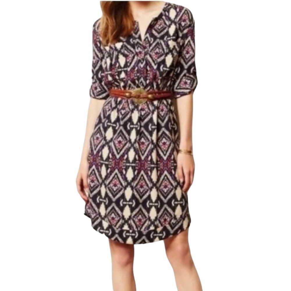 Anthropologie‎ Holding Horses Ikat Print Dress 6